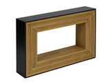 Modern Contrast Console Table with Layered Wood Frame and Black Top W3123P369227