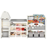 Kids Bookshelf Toy Storage with 17 Bins and 5 Bookshelves, Multi-functional Nursery PP300106AAE