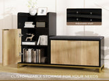 Vividwood L-Shaped Shoe Storage with Flip Drawer & Adjustable Wave Shelves, 39''W Entryway T5618P505966