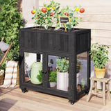 TOPMAX Patio 35.4''x17.7''x37.4'' Mini Wood Cold Frame, Compact 2 Doors Garden Greenhouse with N717P229026B