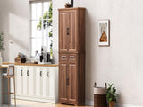 K&K 71" Tall Kitchen Pantry Cabinet with 3 Pull Out Cabinet Organizers, Farmhouse Embossed Texture N707P256507Z