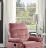 Luxurious Velvet Blush Pink Color Motion Recliner Chair 1pc Couch Manual Motion Plush Armrest Tufted B011P163886