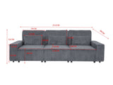 Modern Corduroy 3-Seater Sofa with 3 Throw Pillows, Deep Seat Couch with Soft Ribbed Upholstery and 31050463