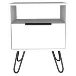 ZUN Augusta Nightstand , End Table, Side Table Single Door Cabinet, Hairpin Legs -White B20092075