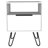 ZUN Augusta Nightstand , End Table, Side Table Single Door Cabinet, Hairpin Legs -White B20092075