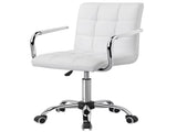 Modern Adjustable Faux Leather Swivel Office Chair with Wheels, White 16916250