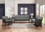 Classic Living Room 1pc Loveseat Gray Cushion Seat and Back Solid Rubberwood Furniture Transitional B011P184612