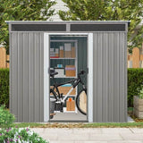 8 ft x 6 ft Outdoor Metal Storage Shed with Window,Transparent plate and lockable sliding door for W540P185320