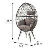Light Grey and Black Patio Chair with Upholstered Cushion B062P182691