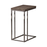 Weathered Grey and Black Snack Table with Expandable Top B062P145458