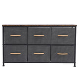 ZUN 3-Tier Wide Drawer Dresser, Storage Unit with 6 Easy Pull Fabric Drawers and Metal Frame, Wooden 46440438