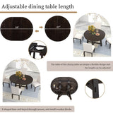 ZUN Farmhouse Round Extendable Dining Table with 16" Leaf Wood Kitchen Table 39854216