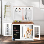 ZUN Dog crate,Graffiti dog kennel with double doors, crate interior furniture, heavy wooden dog W1687P179807