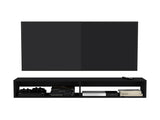 Warrior 59" Floating Tv Stand with Two open shelves, media compartments and cable management Black B200P240262