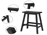 2pcs Pine Wood Saddle Seat Bar Stool Black 02885739