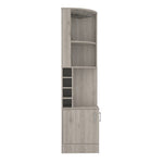 ZUN Syrah Corner Bar Cabinet, Eight Bottle Cubbies, Double Door, Two Open Shelves Light Gray B200P242413