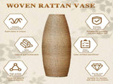 3-Piece Handcrafted PVC Floor Vase Set, 19.69" 23.2" 27.56" Tall, Natural Rattan-Like Textured beige W2796P446214