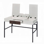 ZUN Natural and Black Writing Desk with USB Port B062P209216