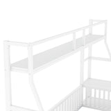 ZUN Twin Size Floor Bed Frame with Safety Fence, Metal Floor Bed with Desk and Storage Shelves, W1580P240067