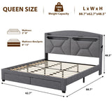 Storage Headboard ,QUEEN Size with RF LED Lights W2239P203009