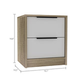Kaia Nightstand , End Table, Side Table Two Drawers, Metal Handle -White / Pine B20092066