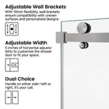 72*76"Fixed & Sliding Shower Door, Square Tube Hardware, Clear Glass Shower Door, 3/8 SGCC T3177P320619