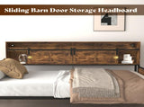 Twin Daybed with Trundle, Farmhouse Daybed Frame with Sliding Barn Door Headboard and Charging 09515371