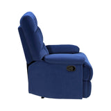 Reclining Chair Blue Velvet Upholstery Square Tufted Back Pillowtop Arms Solid Wood Furniture Modern B011P182493
