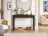 TREXM Rustic Console Table with Curved Corners for Safety, Entryway Table with 3 Concealed Drawers, N715P361525P