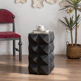 ZUN 23.62"Height Three-dimensional Embossed Pattern Design Retro Side Table Retro Furniture Black W757P183205