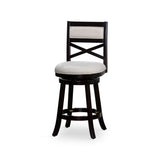 24" Counter Height X-Back Swivel Stool, Espresso Finish, Beige Fabric Seat B04660712