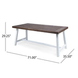 ZUN Outdoor Dark Brown Sandblast Finish Acacia Wood Dining Table with White Rustic Metal Finish Frame 54561.00SBRN