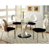 Set of 2 Microfiber and Metal Side Chairs in Silver and Black Finish B016P156809