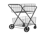 Extra Jumbo Shopping Cart,2 Layers Grocery Cart on Wheels, Foldable Utility Shopping Carts with W1961P290528