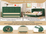 Full Size Murphy Bed with Large Drawers,Green N708P336203F