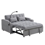 Modern Velvet Loveseat Futon Sofa Couch w/Pullout Bed,Small Love Seat Lounge Sofa with adjustable W2297P224268