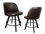 Set of 2 commercial-grade, super comfortable upholstered swivel bucket-seat bar stools with metal W5232P423676