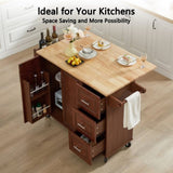 Kitchen Island with Drop Leaf Countertop, Rolling Kitchen Island Cart , Barn Door Kitchen Island W1820P195006