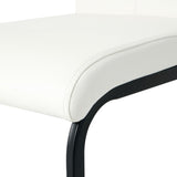 ZUN Modern White PU dining chair living room chair upholstered chair, black metal chair leg design, W210P199101