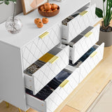 ZUN Modern white 6 Drawers Bedroom,Wooden drawers with Gold Handles, Chest Dresser with Deep Drawers 99447169