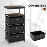 3-Drawer Fabric Storage Cabinet - Removable Foldable Drawers, Industrial Wood Top, Metal Frame with 51249504