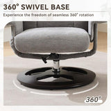 010-Ergonomic Recliner Chair with Ottoman, Modern 360&deg Swivel Lounge Chair with Footstool, Chenille W2636P262448
