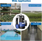 ZUN 3/4HP 2642 GPH 550W Submersible Dirty Clean Pump Swimming Pool Pond Flood Drain Heavy Duty 54985423