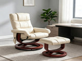 Swivel Recliner and Ottoman Set with Massage & Remote Cream White 72418688