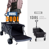 Collapsible Folding Wagon 300L,49" Extra Long Collapsible Wagon with Tailgate, All-Terrain 7"x 4" W321P269235
