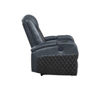 ZUN ACME Alair Power Motion Recliner w/Bluetooth Speaker & Cooling Cup Holder, Blue & Black Leather Aire LV02459