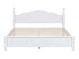 Full Size Wood Platform Bed Frame,Retro Style Platform Bed with Wooden Slat Support,White 43376167