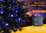 2 Pack 24in Black Pre-Lit Christmas Wreath, 179 Branch Tips, 35 Purple LED Lights, IP44 Timer, 09515485