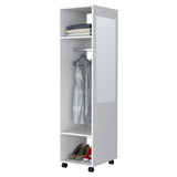 ZUN Benson Wardrobe in melamine with mirror and open storage B128P225197