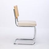 Mid Century Modern Dining Chairs Set of 2, Velvet Accent Chairs with Natural Cane Back & Stainless W1143P168322